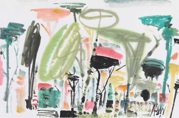 Singapore Poh Siew Wah artist. The Breeze and I, 2018. ink & colour on paper. 32 x 50 cm